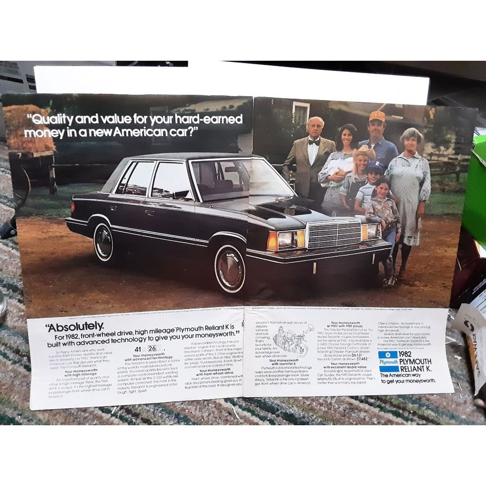 1981 1982 Plymouth Reliant K Car Original Print Ad Vintage